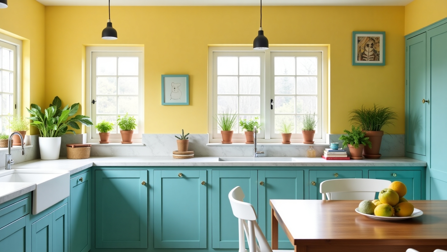 Aqua Blue & Light Lemon
