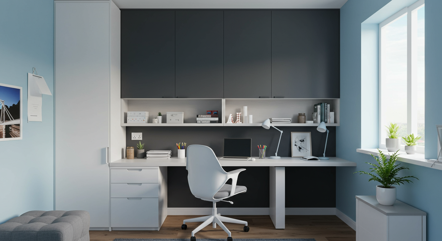 Charcoal Grey and Sky Blue – Balanced and Breezy