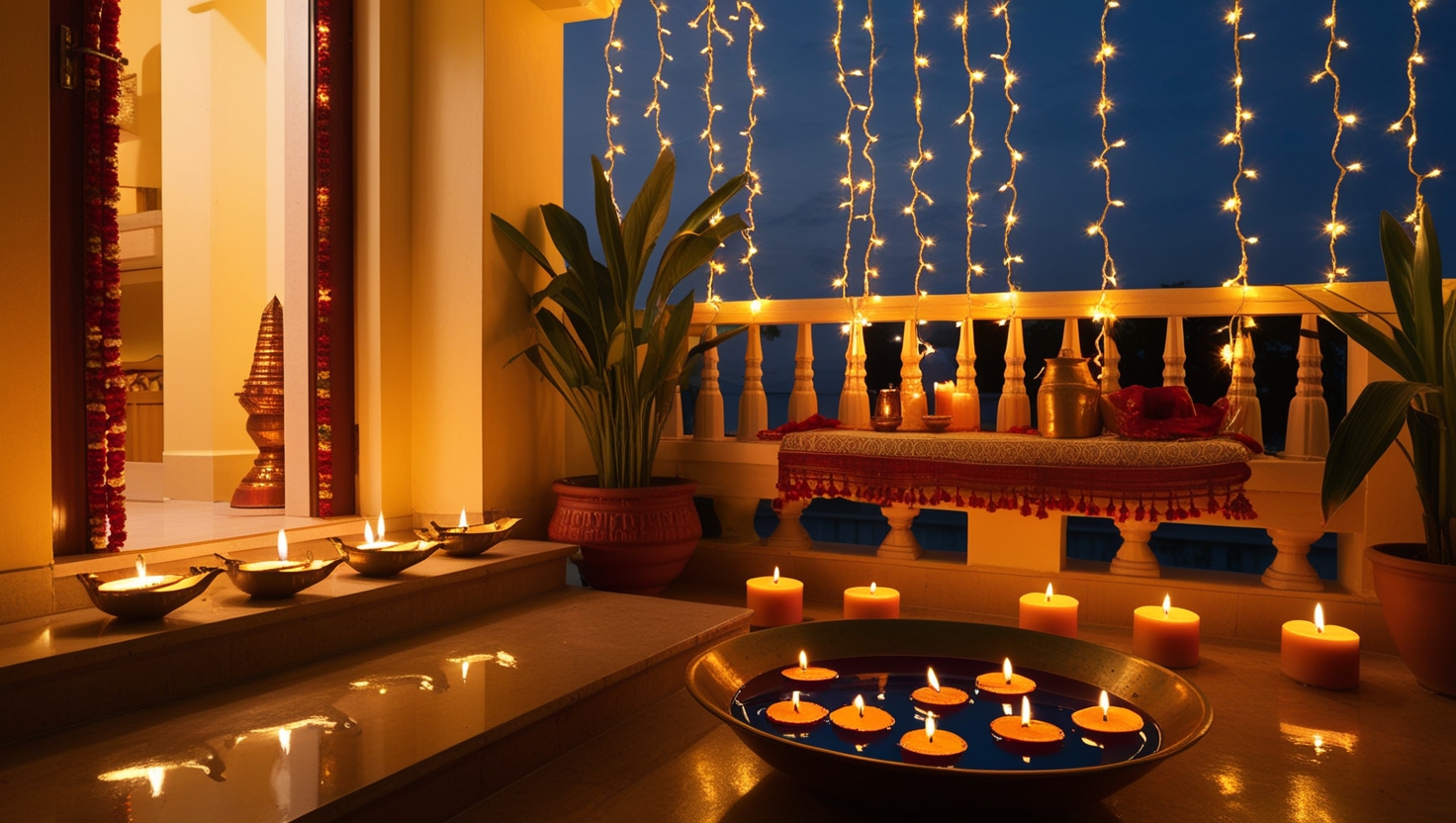 lamps and lights on Onam night