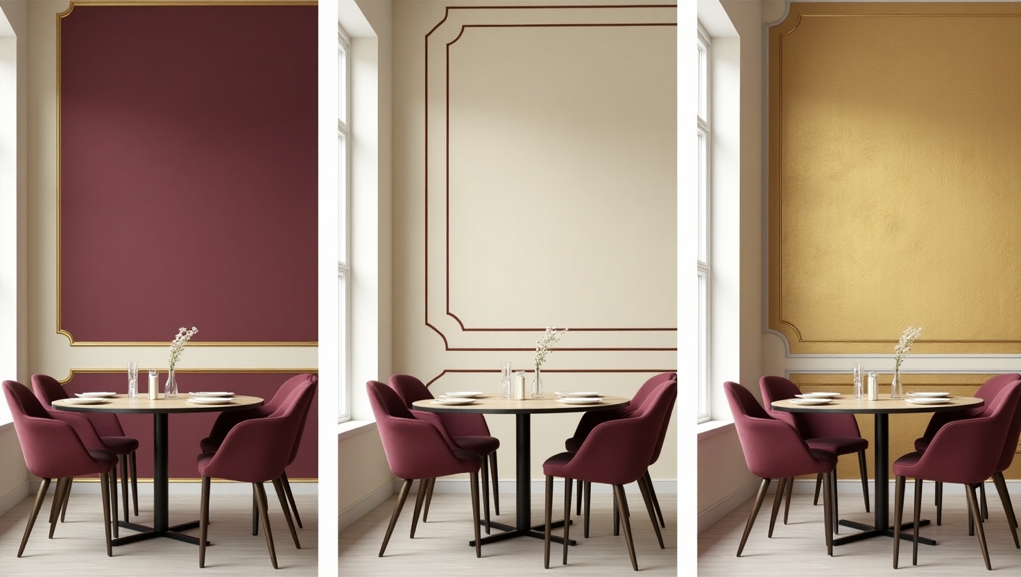 Wall Paint Ideas with Burgundy, Cream, and Gold