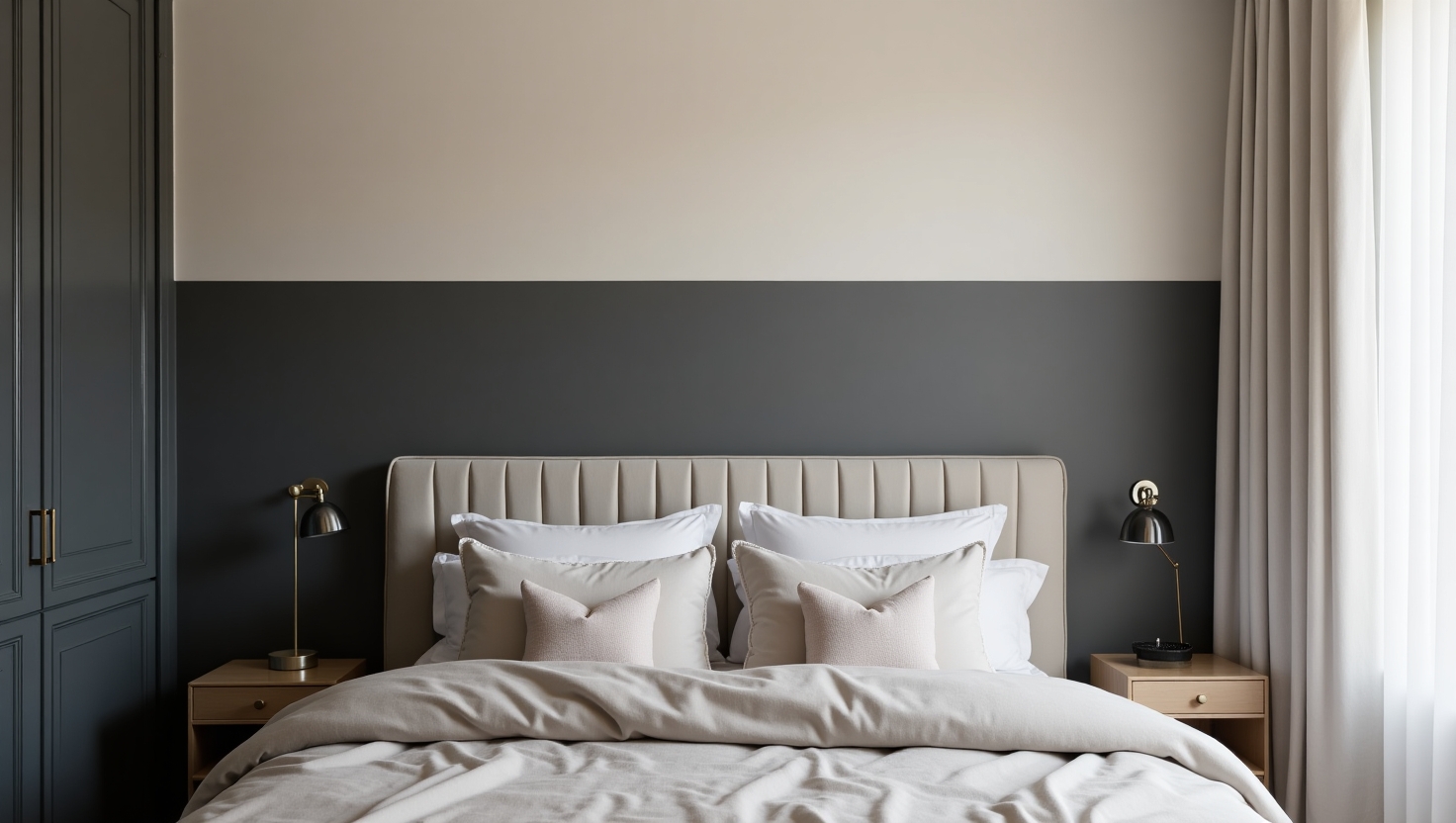 Charcoal and Cream Paint for Bedroom