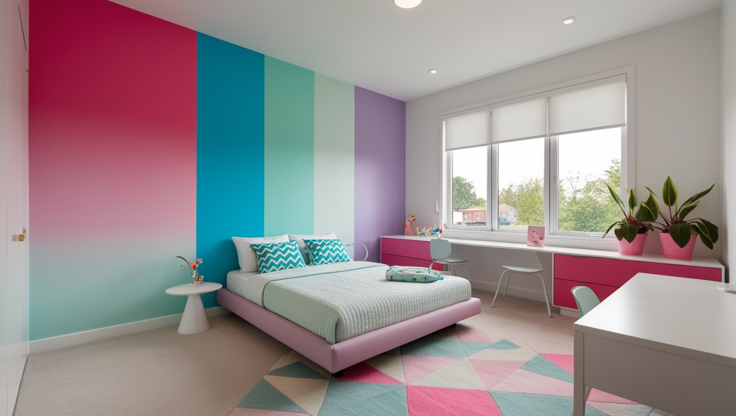 Wall with Colour Blocking & Gradiant Effect