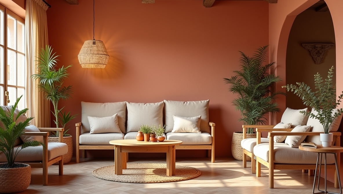 Warm toned wall paint for living room
