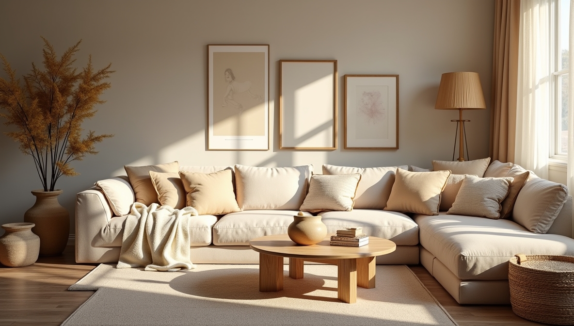  living room with beige coloured wall paint
