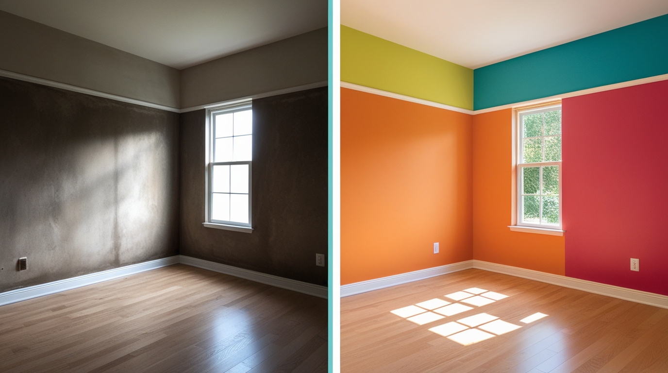 wall Before and after a fresh coat of paint