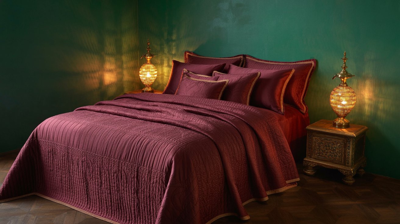 Luxury Bedroom with textured wall finishing