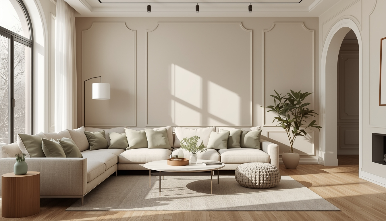 Soft Greige with Warm Beige & Muted Sage