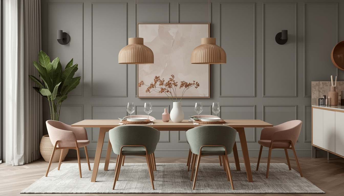 Dusty Grey with Blush Beige & Natural Green