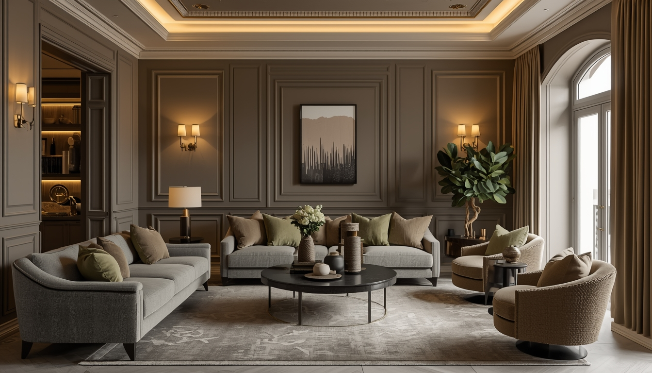 Warm Taupe Grey with Rich Beige & Deep Sage