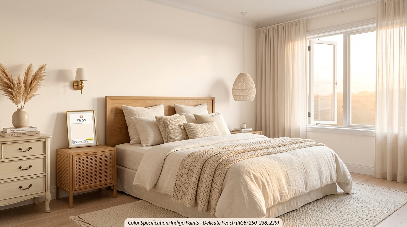 Delicate Peach Bedroom Wall Paint