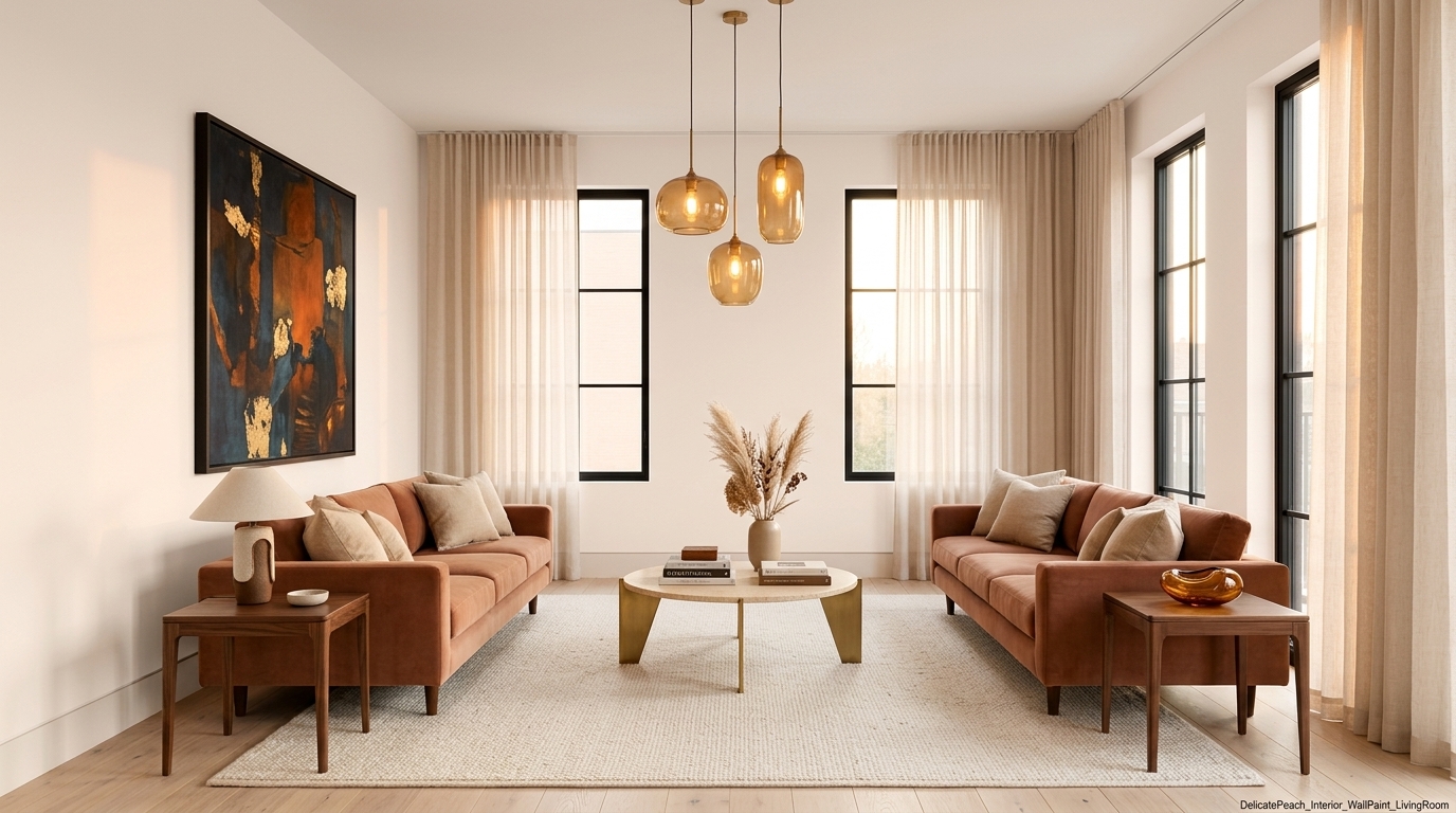 Delicate Peach Living Room Wall Paint