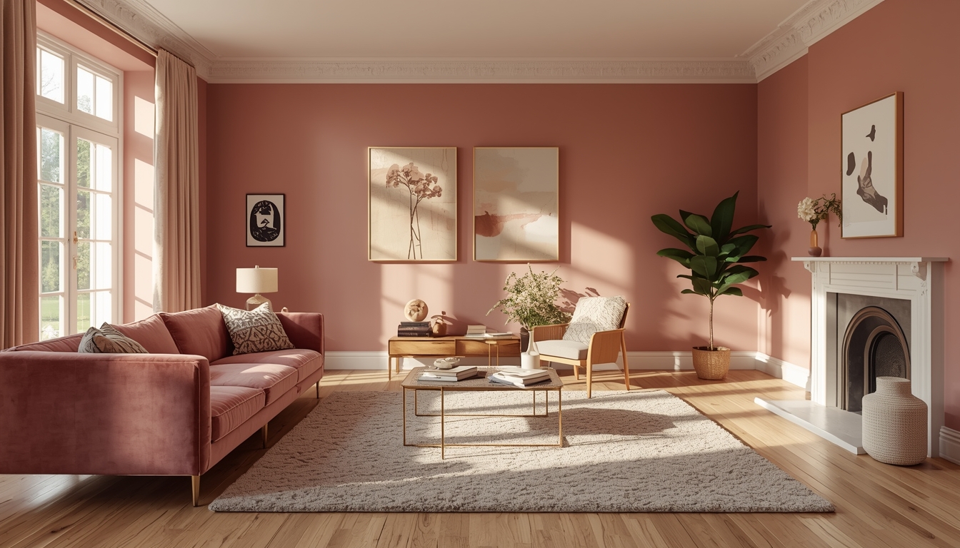 Living Room Hush Rose Wall Colour