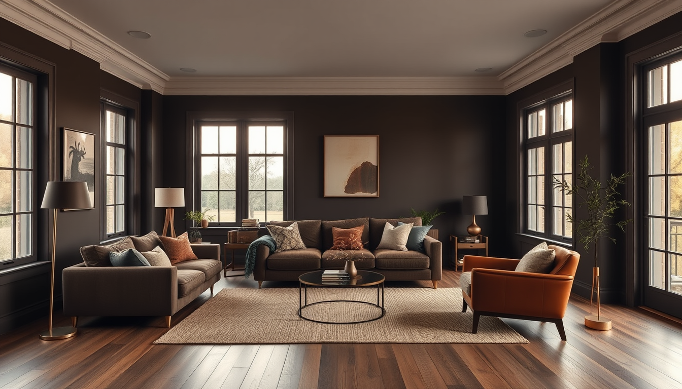 Congo Brown Living Room Wall