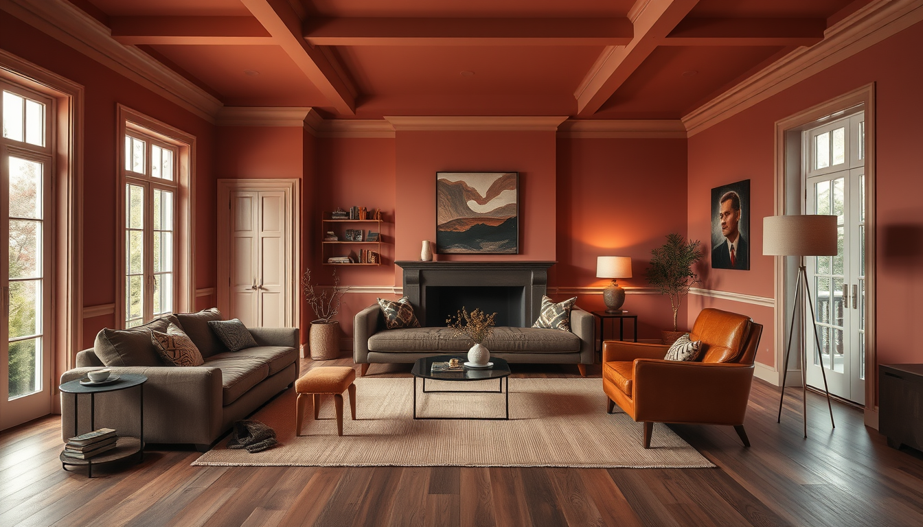 Living Room Oakleaf Brown Wall