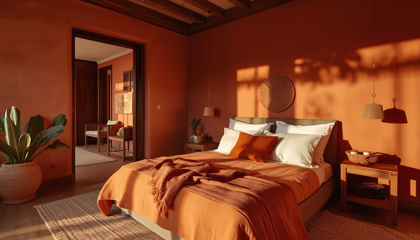 Bedroom - Bu Orange Wall Paint