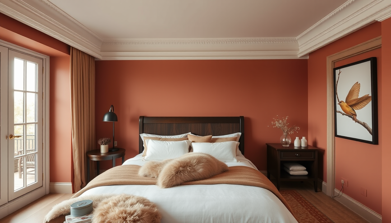 Bedroom Oakleaf Brown Wall