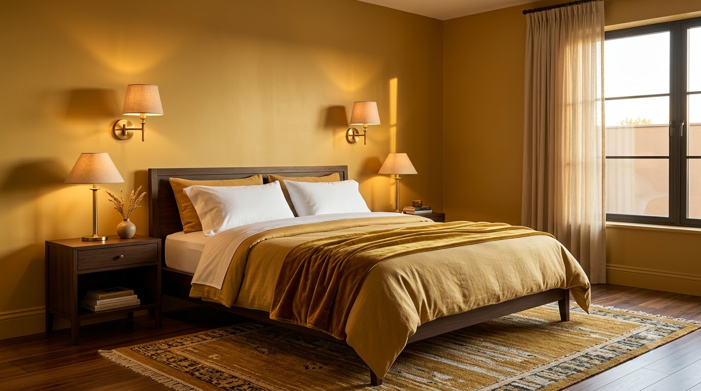Filigree Gold Bedroom wall paint