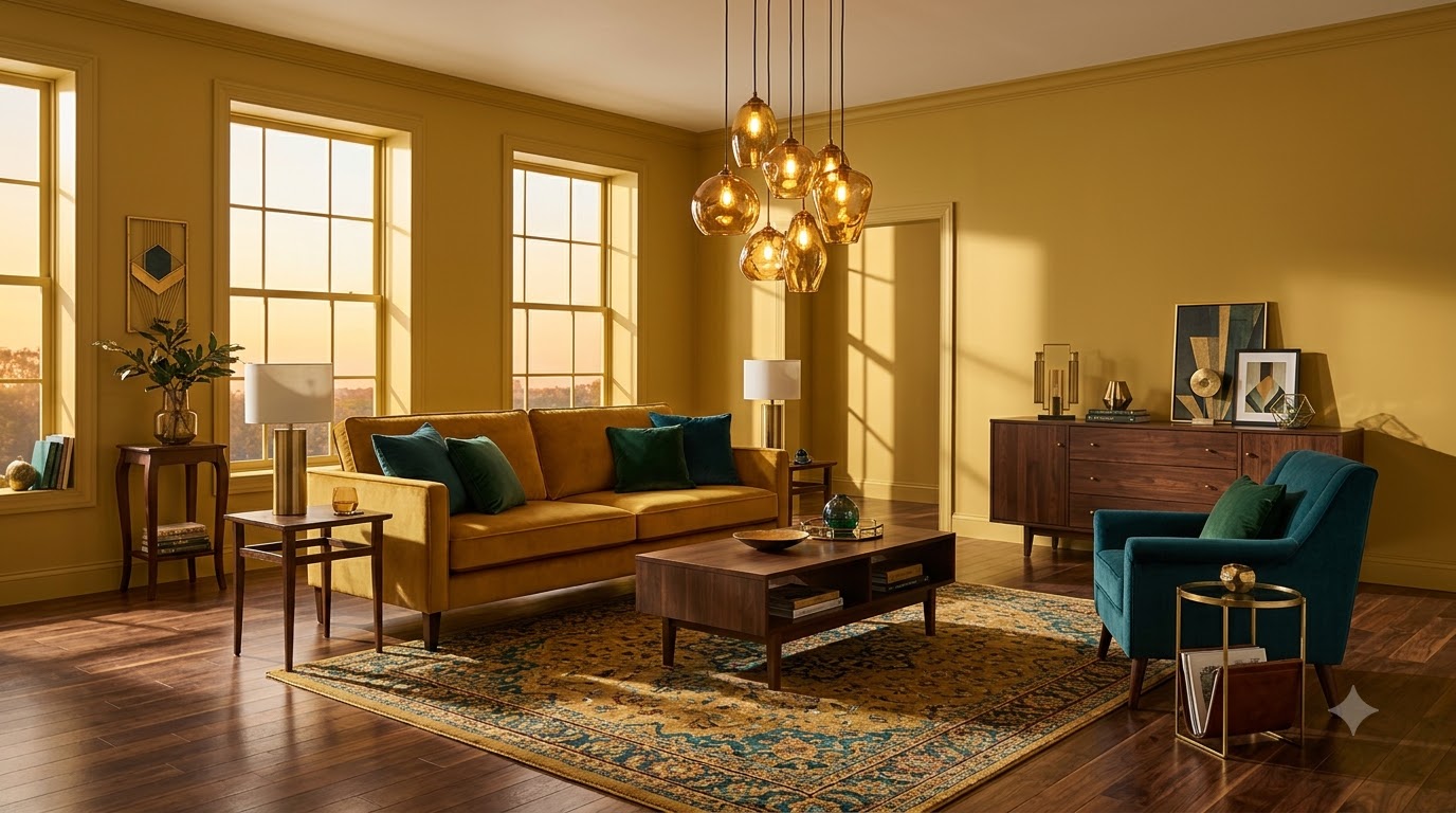 Filigree Gold Living Room wall paint