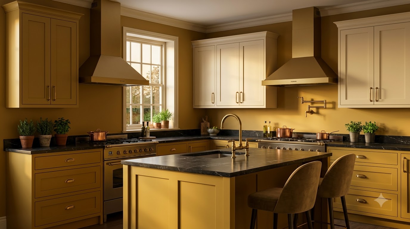 Filigree Gold Kitchen wall paint