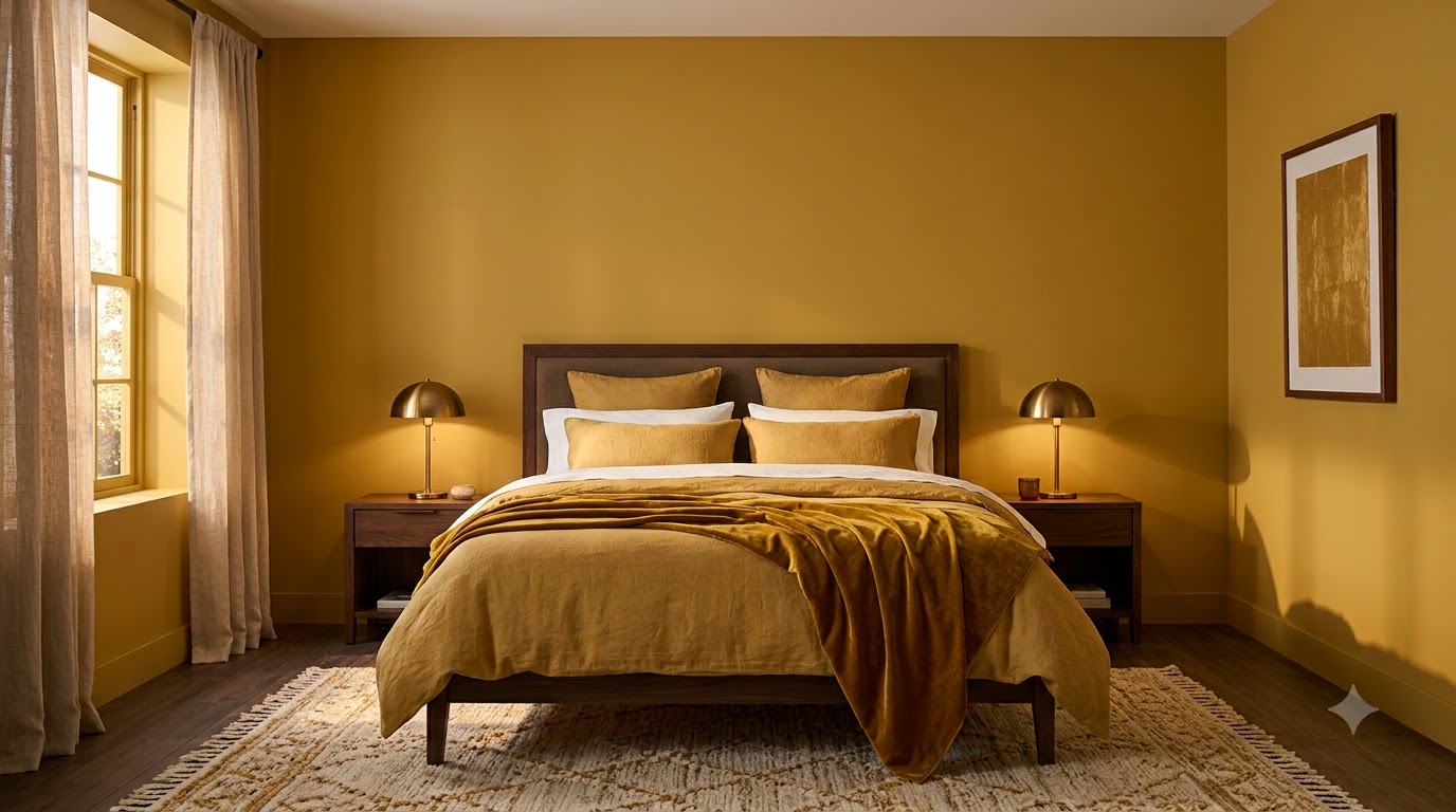Golden bedroom wall paint