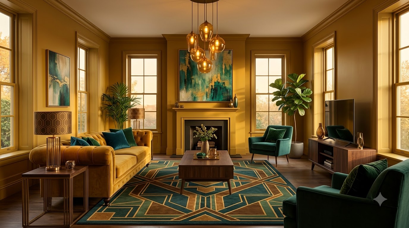 Golden Glimmer Living Room Wall Paint