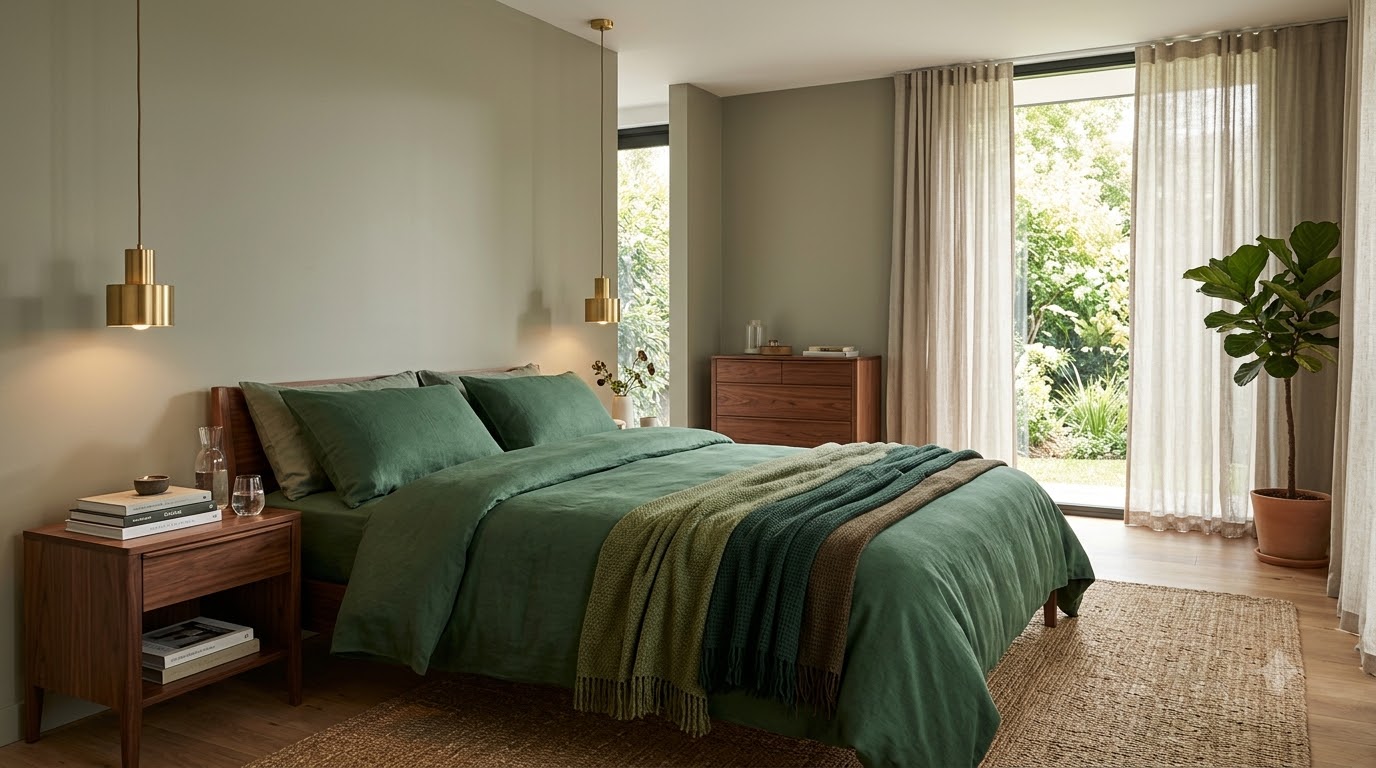 Bedroom Pampas Grass Green Wall paint