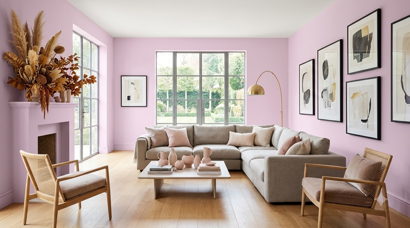 Living Room Timeless Pink Wall Paint