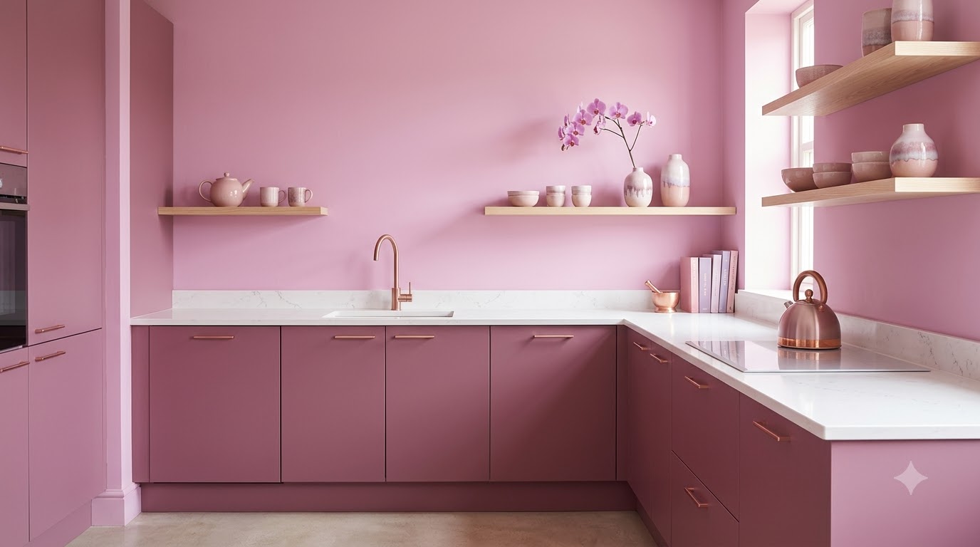 Modern Kitchen Pink Pirouette Shade Wall Paint